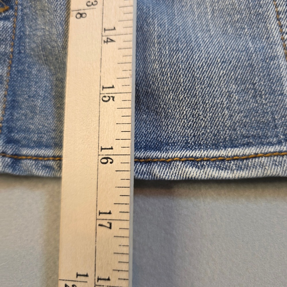 Faded Glory Denim Mini Skirt Womens 18 Blue Button Front Distressed A-Line - Picture 7 of 8